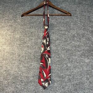 Cericano Mens Abstract Graphic Silk Blend Tie Red Black Cream Italian Design
